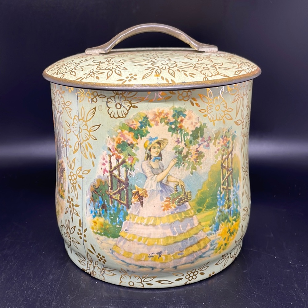 Vintage lady tin with lid
